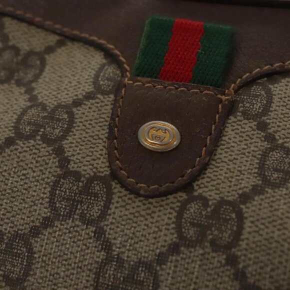 GUCCI GG Supreme Web Sherry Line Shoulder Bag PVC Red 156 02 066 Auth 115100 - Picture 10 of 16